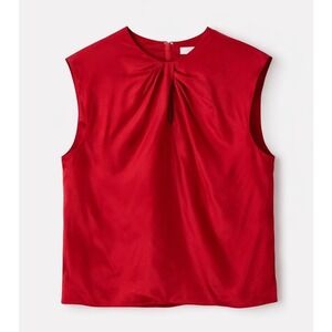 FRAME 100% Silk Twist Neck Keyhole Blouse Red XS NWT $328 Designer Top